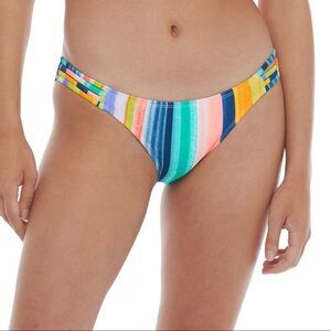 Body Glove Flirty Surf Rider Striped Side Cut Bikini Swim Bottom Size XSmall